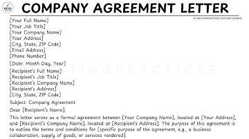 [LETTER TEMPLATE] How To Write A Company Agreement Letter Steps Guide | Writing Practices