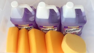 💜 ASMR GALLONS OF FABULOSO SPONGE SQUEEZING 💜