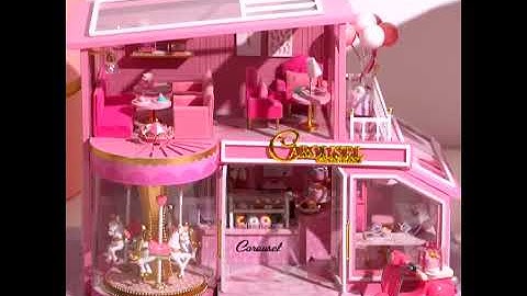 Miniature Pink Carousel Coffee Cake Shop DIY Dollhouse Kit