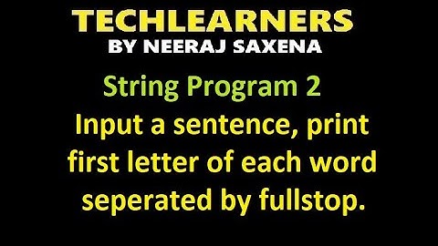 java program to Input a sentence and print first letter of each word separated by full stop