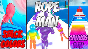 3X GAMES! Stack Colors, Rope Man, Canvas Run. GAMEPLAY Walkthrough. Android, iOS (Game No Ads)