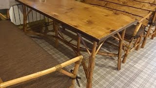 Как сделать плетеный стол из лозы, искусственного ротанга и фанеры.