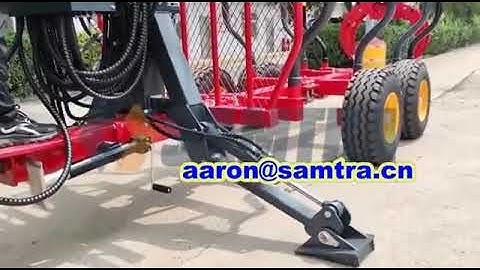 log trailer with crane and grapple