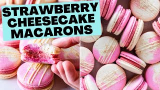 Strawberry Macarons with Strawberry Cheesecake filling