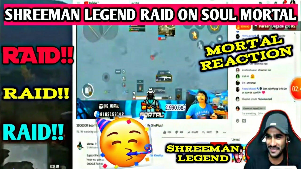 RAID BY SHREEMAN LEGEND ON SOUL MORTAL !! MORTAL FUNNY REACTION ON RAID !! PUBG MOBILE