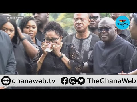 First Lady Lordina Mahama weeps uncontrollably as she pays tribute to helicopter victims