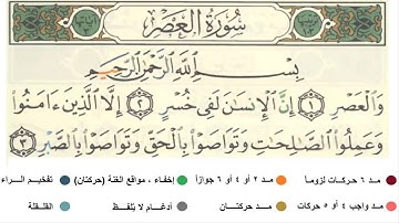 تعلم التجويد تلقينا سورة العصر تحقيق الشيخ الحصري