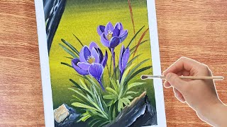 How to Paint Crocus Flowers I Acrylic Painting for Beginners