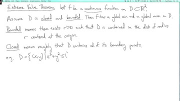 Multivariable calculus 2.5.6: The extreme value theorem