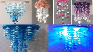 Attractive Home Decor Wall hanging Ideas DIY Craft | Roof hanging with lamp design paper craft idea