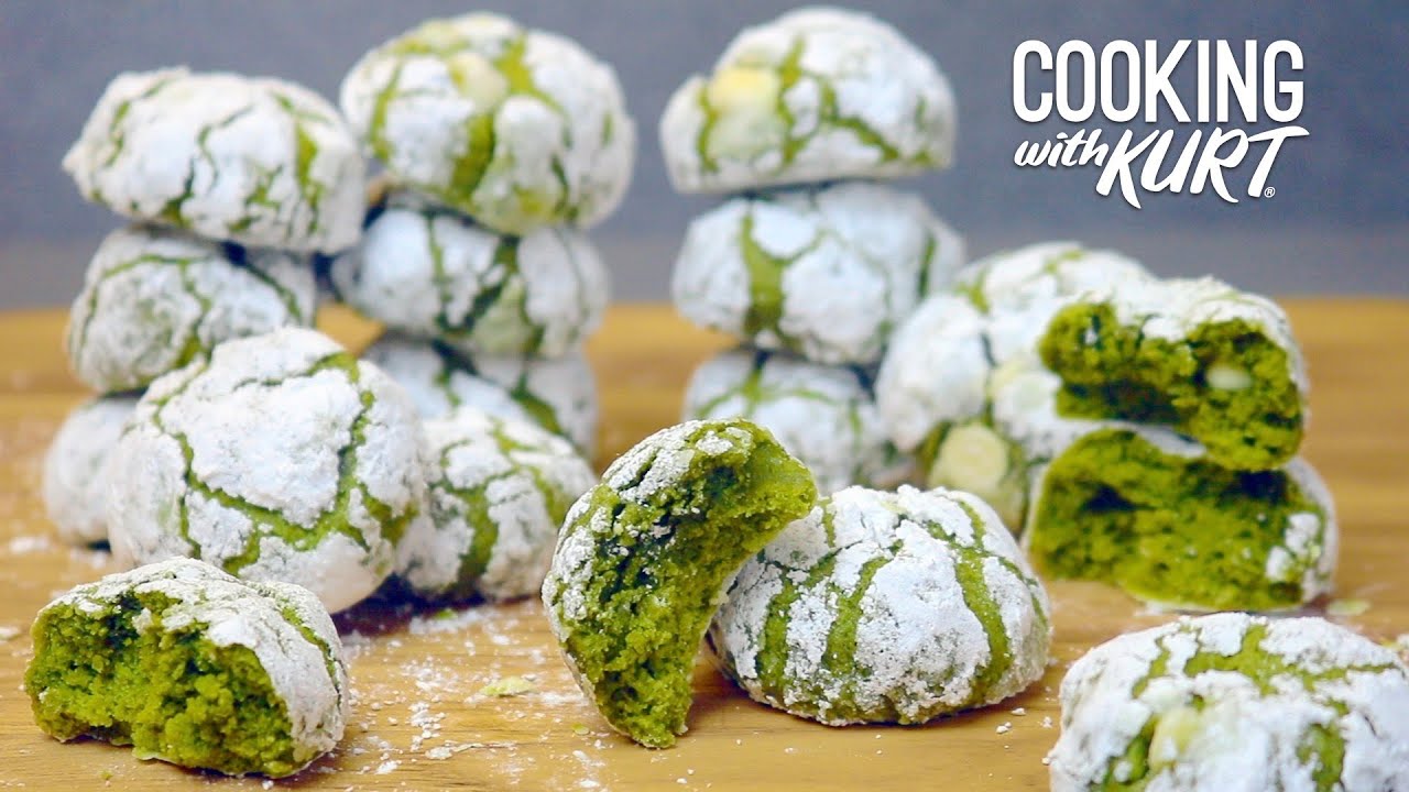 Matcha Green Tea Crinkle Cookies with White Chocolate Chips Cooking