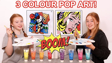 3 COLOR PAINT POP ART CHALLENGE *DIY GIANT MODERN ART WALL CANVAS | Sis Vs Sis | Ruby and Raylee