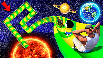 SHINCHAN AND FRANKLIN WENT TO SPACE THROUGHT ROAD & TRIED MAZE WATER SLIDE CHALLENGE