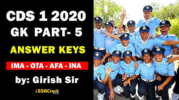 CDS 1 2020 GK Answer Keys Part 5 [Full Solution]