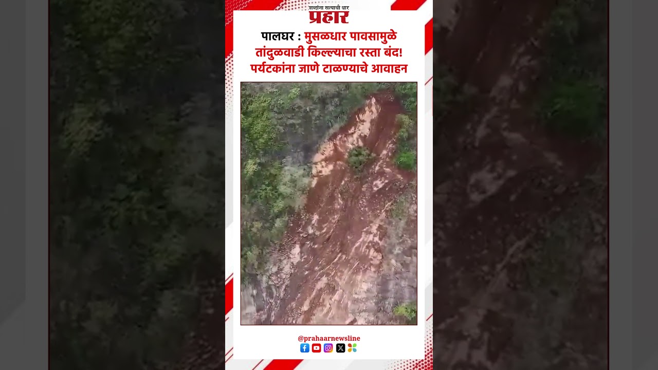 पालघर : मुसळधार पावसामुळे तांदुळवाडी किल्ल्याचा रस्ता बंद! पर्यटकांना जाणे टाळण्याचे आवाहन