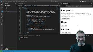 Live coding a dice game of 21 in JavaScript with HTML, CSS and ESM modules screenshot 1