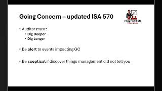 5 minute explanation of changes to audit of going concern