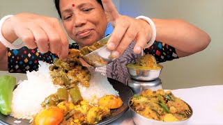 Food Eating Fish , Egg and Vegetable with Rice ASMR MUKBANG