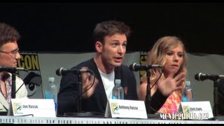 Chris evans, scarlett johansson, cobie smulders, samuel l. jackson,
sebastian stan, and more at marvel's captain america sequel panel in
hall h.