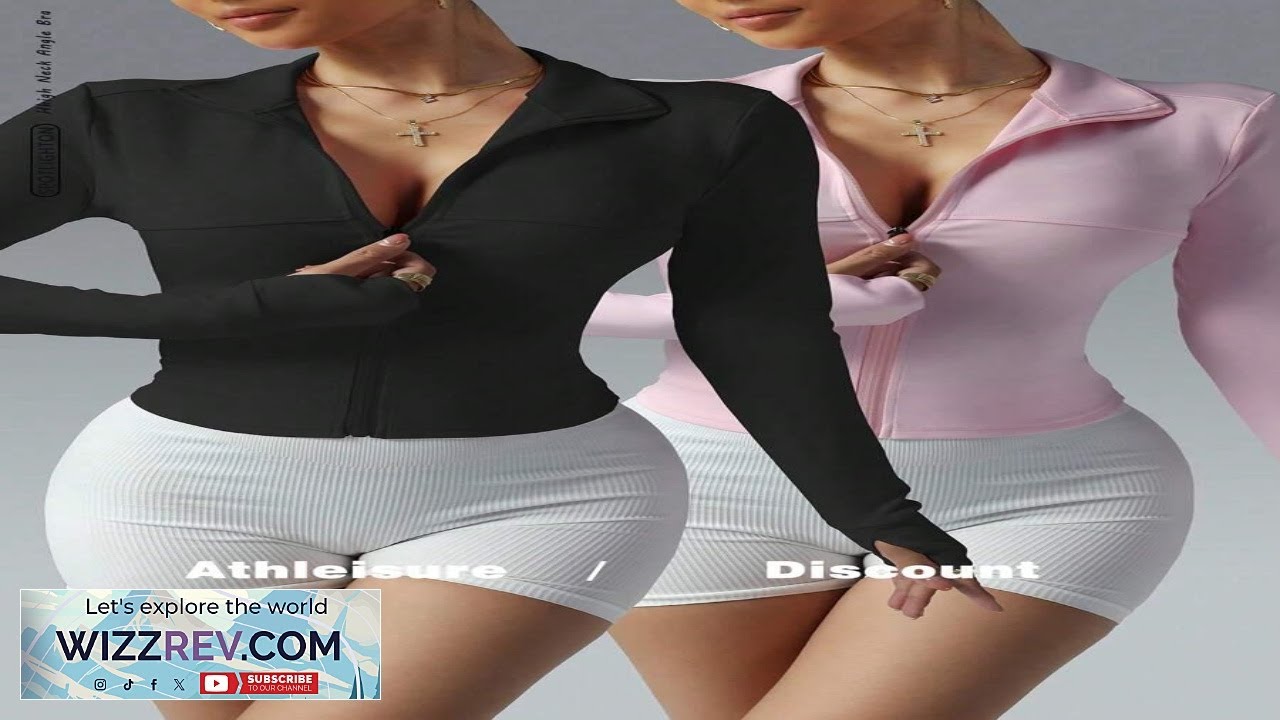 FWH Women's Slim Fit Workout Running Sports Zip Up Stretchy Casual Tummy Control Soft Style