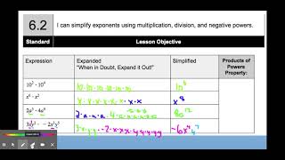 Unit 7 Day 2 Multiplication Prop of Exponents