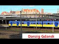 🚆Bahnverkehr vor toller ⛪Stadtkulisse von Danzig/ Gdansk Polen