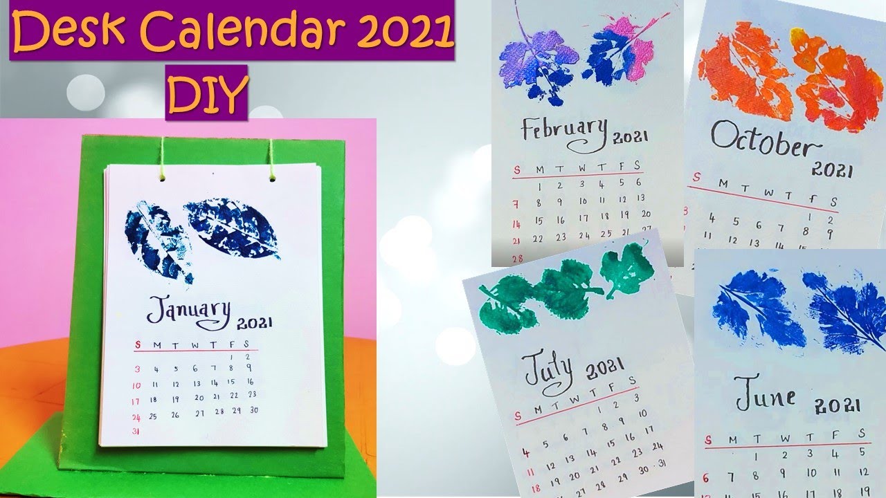 How to make New Year 2021 Desk Calendar |Handmade Desk Calendar | Leaf ...
