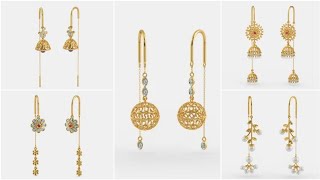 Diamond Sui Dhaga Gold Earrings Latest Designs  Dhanalakshmi Jewellers