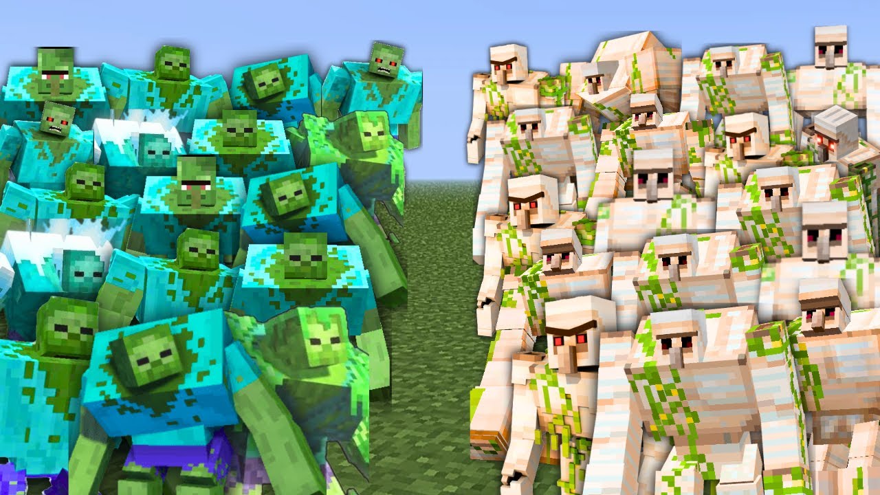 Extreme MUTANT ZOMBIES vs MUTANT IRON GOLEMS in MINECRAFT MOB BATTLE