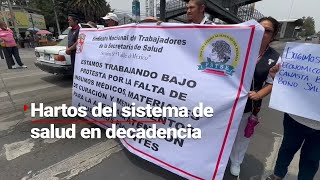 Trabajadores del sector salud del Estado de México protestan por carencias y basificación laboral