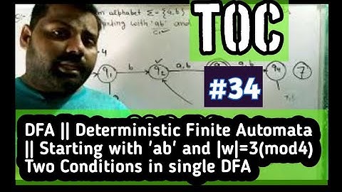 TOC||34|| HINDI || DFA Design || Starting with