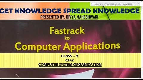 FASTRACK TO COMPUTER APPLICATION  PART-1 CLASS-9 CH-2 COMPUTER SYSTEM ORGANIZATION
