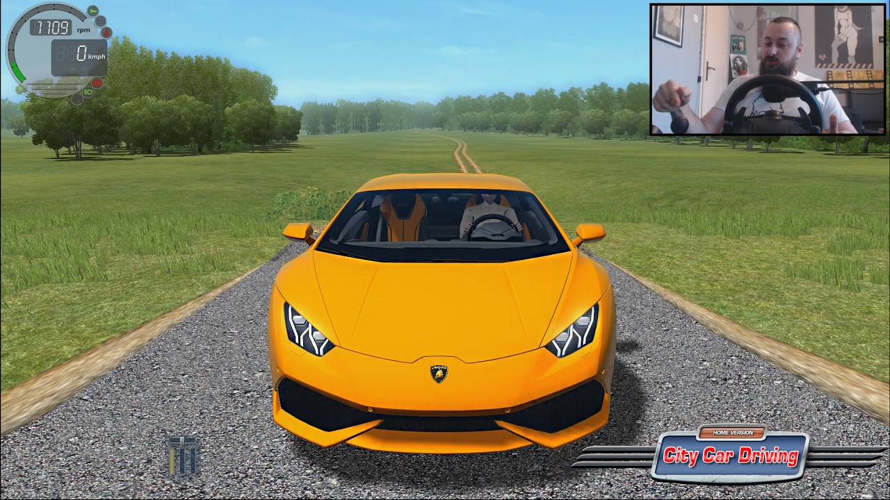 Lamborghini city car driving