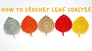 How to crochet leaf coaster 🍂