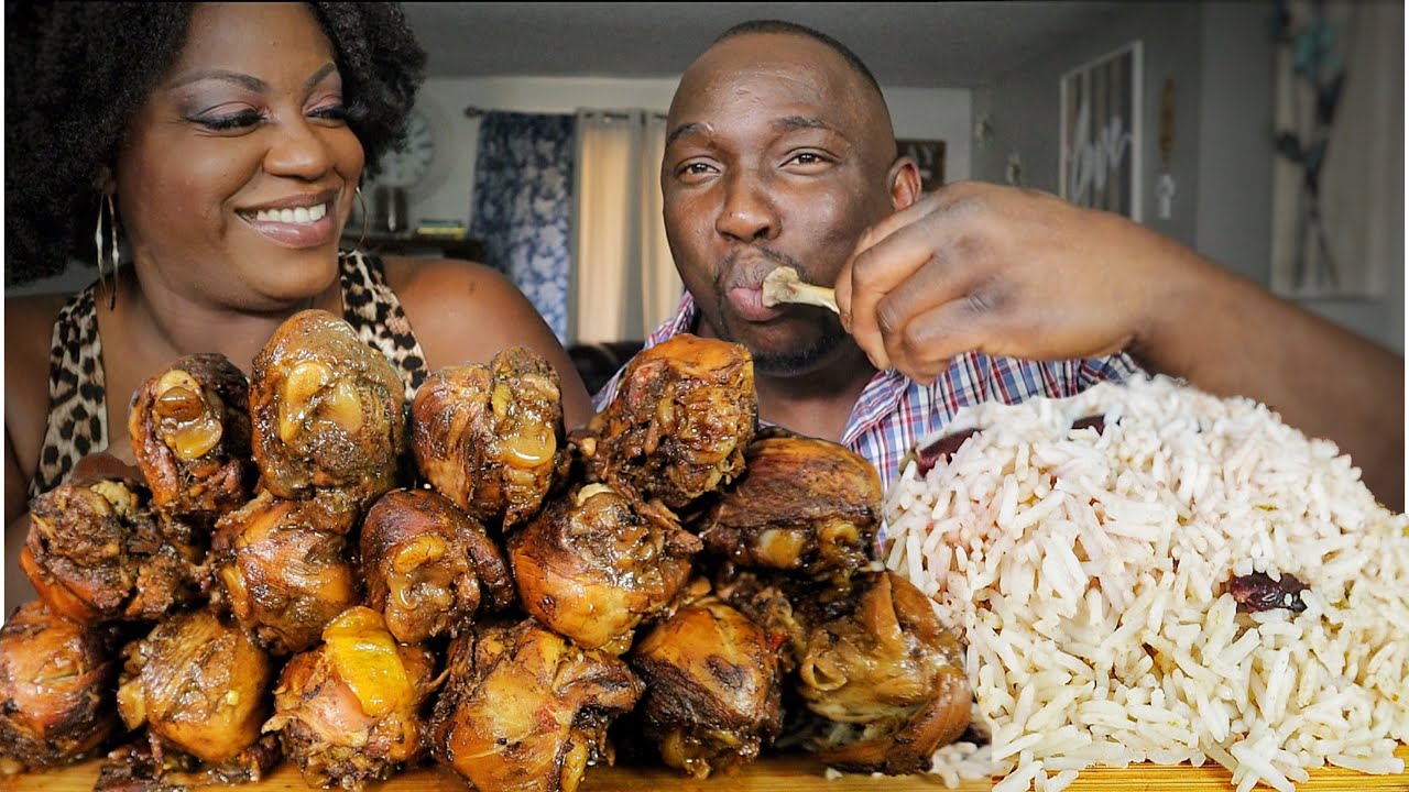HOW I MAKE BROWN STEW CHICKEN FOR MY JAMAICAN HUSBAND| MUKBANG EATING SHOW!