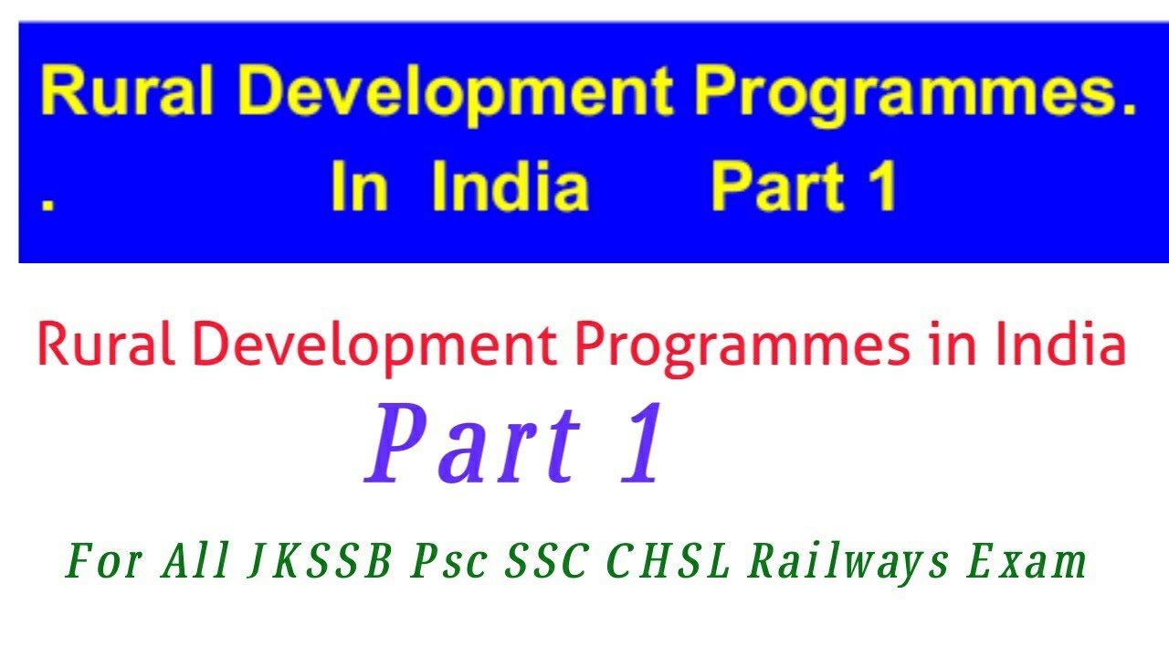 essay on rural development programmes in india