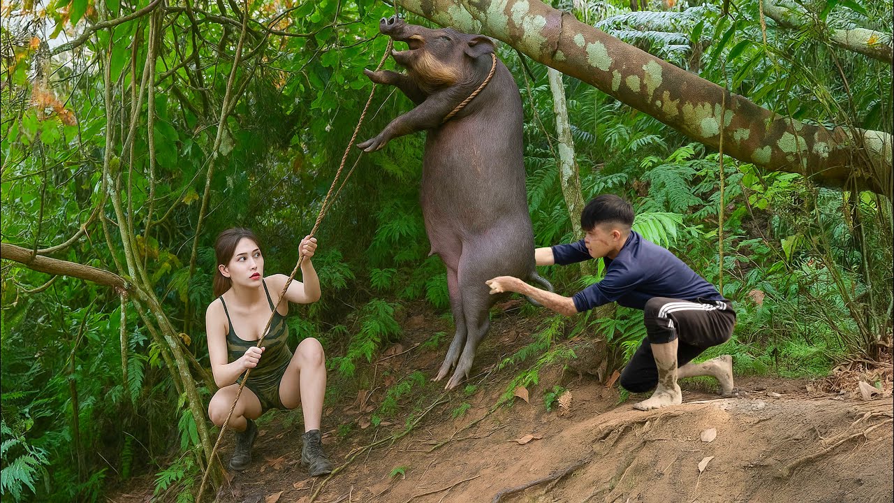 Extreme Solo Survival Challenge – Wild Boar Detection, Trapping & Catching Skills You Must See