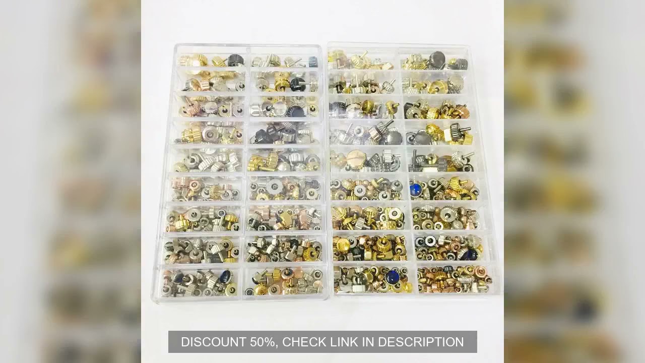 150-160pcs/Box Watch Crown Spare Parts, Silver Bronze Copper Assorted Watch Crown Parts Replacement