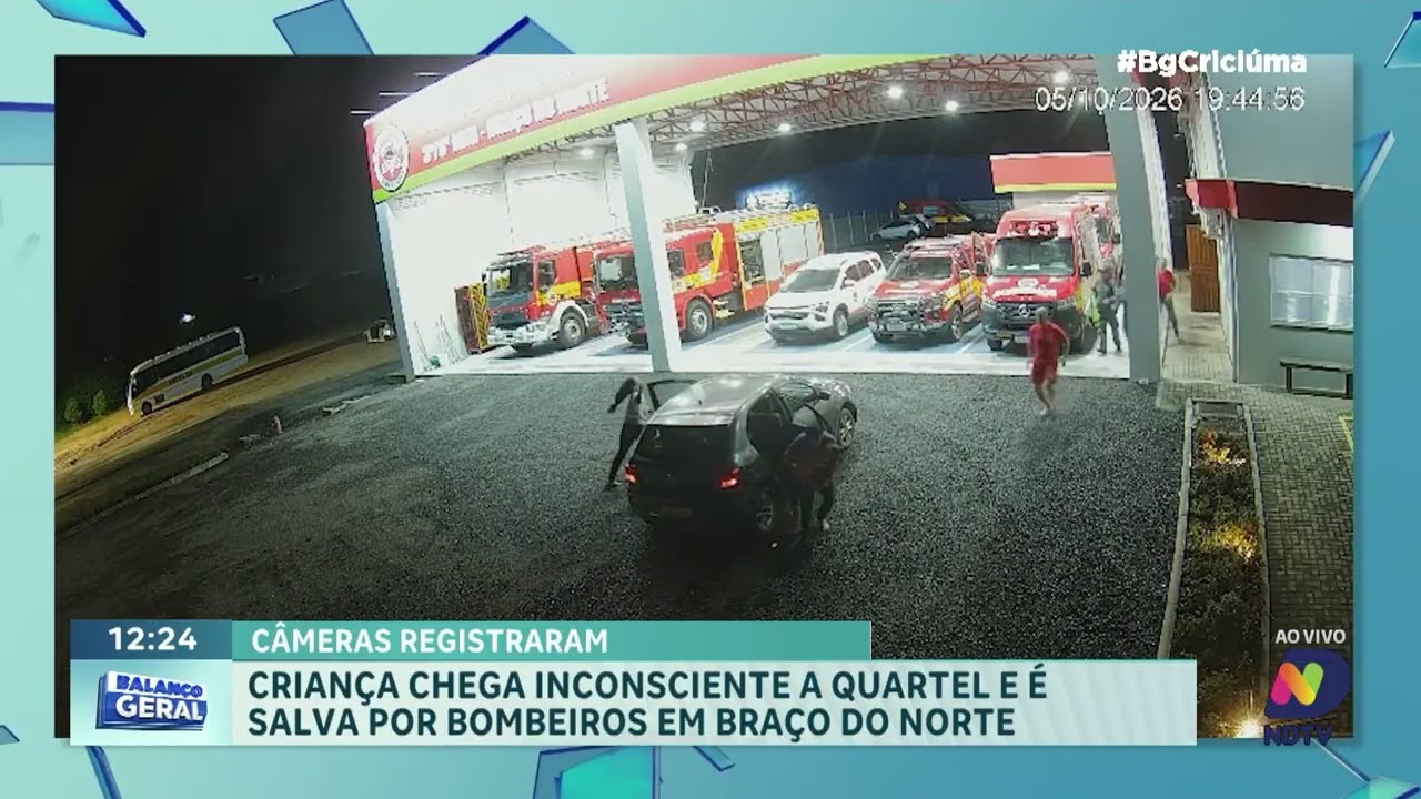 Criança inconsciente é salva por bombeiros em quartel de SC