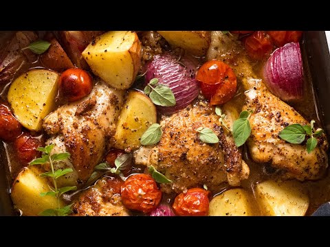 Mediterranean Baked Chicken Dinner (Lemon Garlic Chicken Potato Bake)