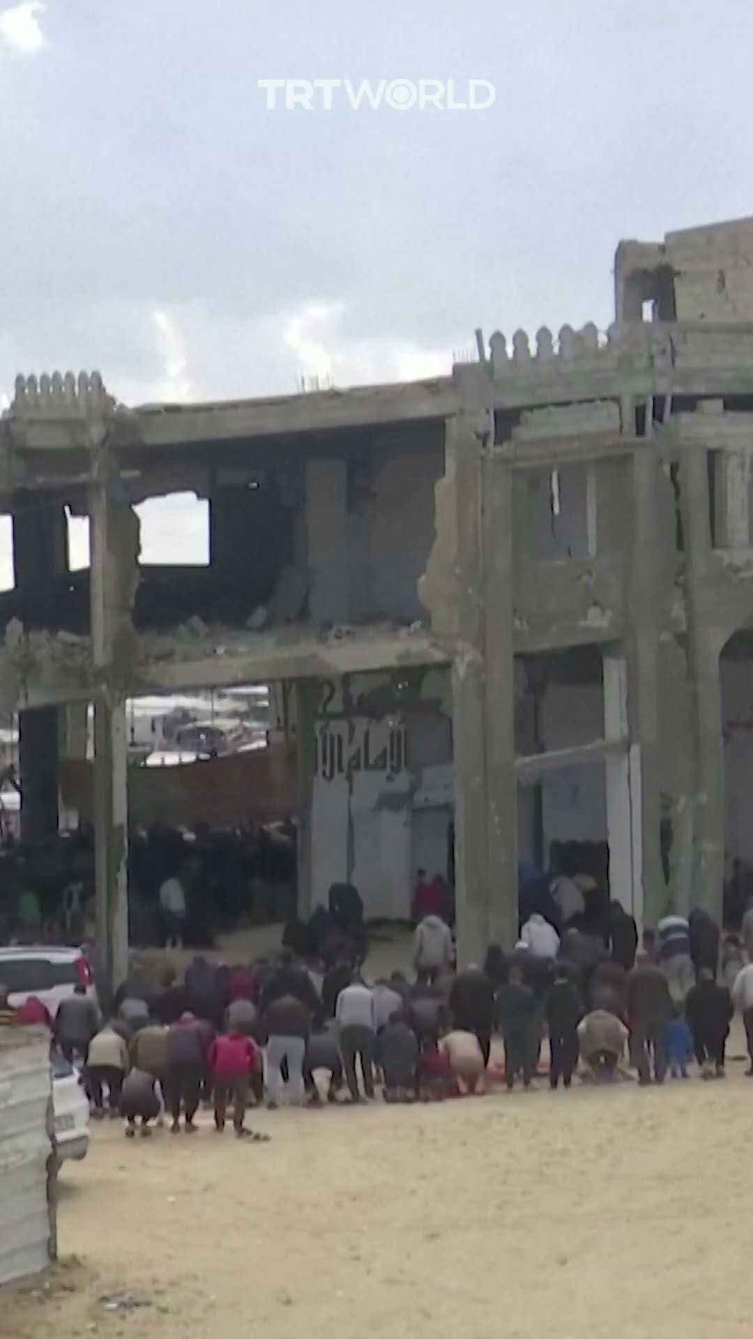Palestinians in Gaza hold the first Friday prayer since ceasefire