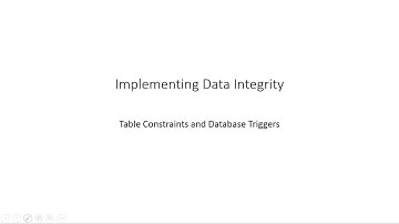 Table Constraints and Database Triggers - Part 1