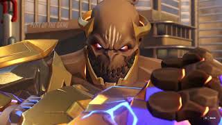 Overwatch 2 Thunder Doomfist play of the game . knocked 4 off the map ( Environmental kill potg )