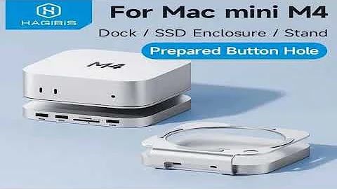 Hagibis USB C Hub with M.2 SSD Enclosure for Mac Mini M4/M4 Pro Stand Type-C Docking Stati