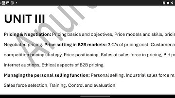 INDUSTRIAL SALES FORCE MANAGEMENT |UNIT 3 | KMBN MK03 | B2B AND SERVICES MARKETING |MBA