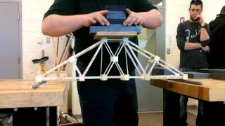 We designed a simple truss bridge. The limitations for the project was the bridge could only be min. 760mm span, max 300m high.