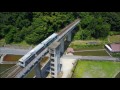 【鉄道空撮】ＪＲ三江線　宇都井駅　列車通過　The tallest train station  in Japan