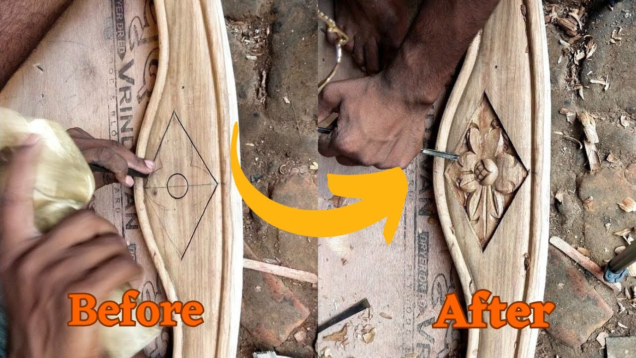 Flower wood carving tutorial video so wood art YouTube