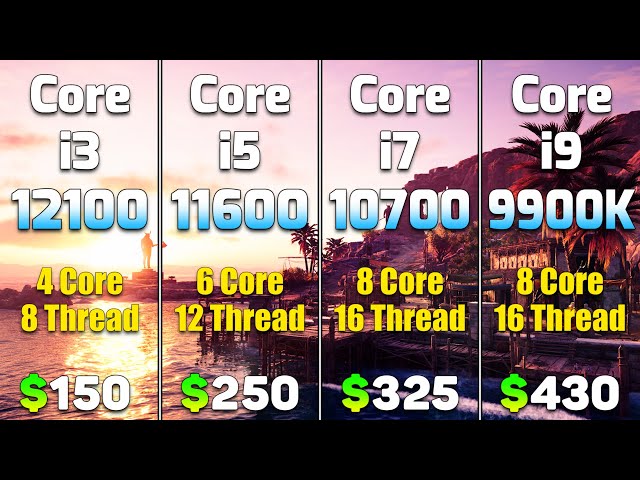 Core i3 12100 vs Core i5 11600 vs Core i7 10700 vs Core i9 9900K | PC gameplay Tested