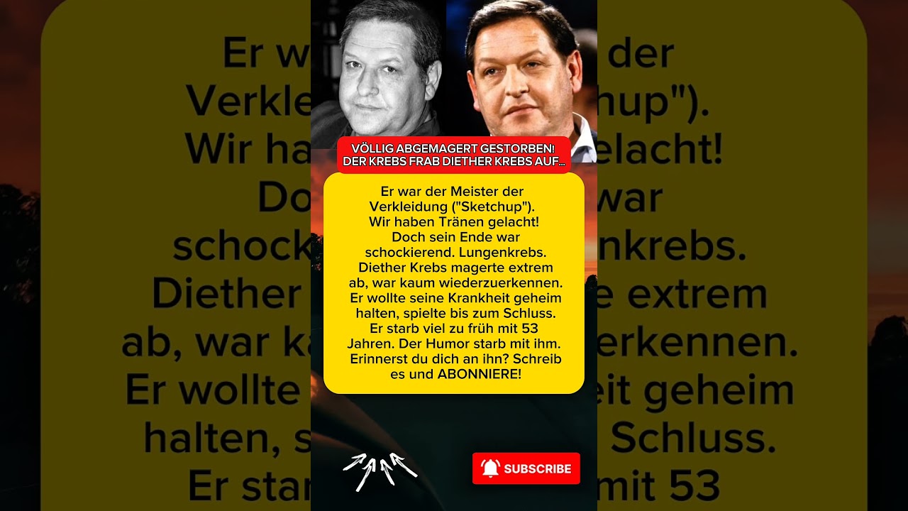 VÖLLIG ABGEMAGERT GESTORBEN! DER KREBS FRAB DIETHER KREBS AUF...